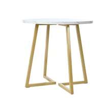 Dining Set (5 Pieces), Including A Table And Four Chairs, A Modern Kitchen Set, A Round Table 80 Cm In Diameter With Gold Metal Legs, A White MDF Top And Dark Grey Velvet Dining Chairs. - 彩色 - 查看 9