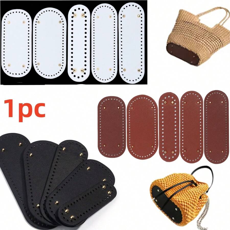1pc PU Hand-Woven Bag Bottom Universal Base Plate, Premium Oval PU Leather Bag Bottom Insert, PU Leather, Waterproof And Easy To Use For Crochet, Sewing And DIY Crafts