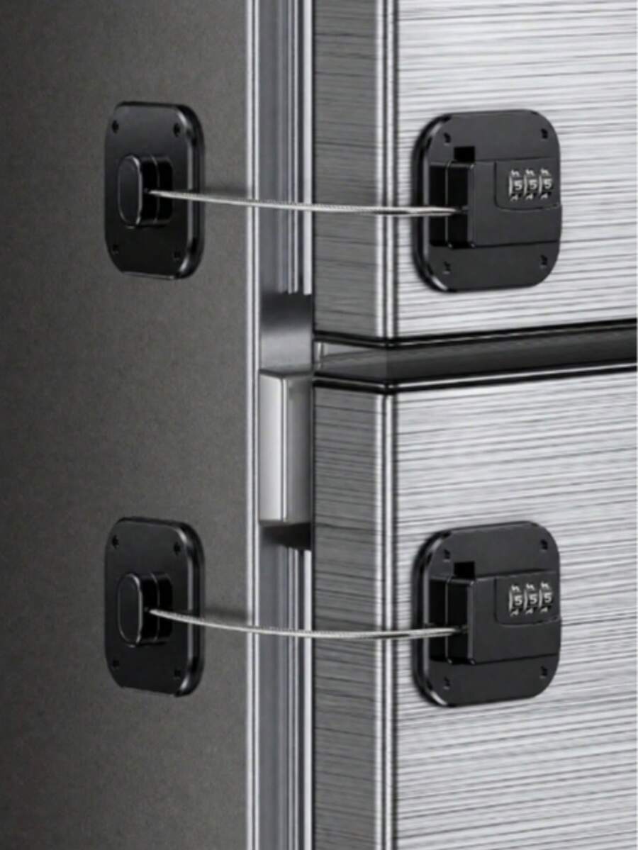 Hole-Free Refrigerator Combination Lock - Durable And Sturdy, Easy Installation, With Robust Cable Connection, Anti-Pinch Design, Anti-Theft, Hidden Design, Providing Basic/Key/Password Versions, Excluding Blue Lock Model, Suitable For Kitchen Refrigerators
