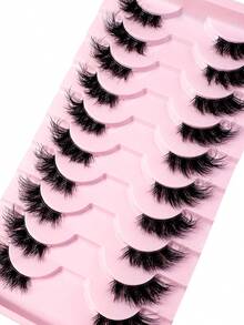 10 Pairs Half-Length False Eyelashes, Cat Eye Lengthening Natural Style - Transparent Stem, Lightweight & Fluffy, Comfortable & Reusable - Cat Eye Lashes - View 10