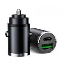 1入裝超迷你隱藏式車用充電器，雙口USB-A與Type-C快充車用充電器，拉環設計，輕巧低調車用轉接器，相容智慧型手機 - 多色 - 查看 9