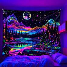 2D Flat Blacklight Wall Art, Neon Landscape Style Design, Suitable For Decorating Teenager Bedroom, Dorm, Living Room, Outdoor Space And RV. Computer Room Decoration, Holiday And Party Decoration, Valentine's Day Decoration - Multicolor - View 1