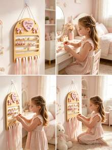 1 Stück Holz Schleife Haarspange Display Aufbewahrungsständer, Neugeborenen Essentials, Mädchenzimmer Dekoration, Schlafzimmer Essentials, Kinderzimmer Haarzubehör - Verschiedenfarbig - Übersicht 7