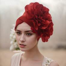 1pc Women's New Side Chiffon Ribbon Large Flower Elastic Comfortable Elegant Turban Headscarf Hat - Side-view Floral Hat - View 17