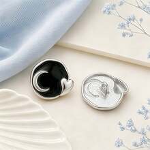 10pcs Moon Design Metal Shank Buttons, Blue Enamel Silver Tone Decorative Buttons, Suitable For Coats, Cardigans, Shirts, Dresses, DIY Sewing And Clothing Accessories - 10pcs - View 12