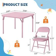 Small Folding Table And Chairs Set,Activity Table And Chairs Set,Folding Table Set With Padded Cushion,Square Table & Folding Chairs For Dining Room Bedroom - 1+4 Pink - View 3