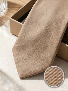 1pc Men's Fashion Suit Fabric Solid Color Tie - Khaki - View 3