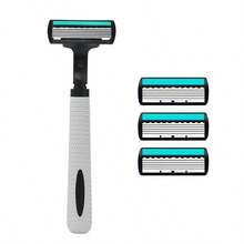 Maquinilla de afeitar manual de 6 capas con cuchillas reemplazables, interruptor de botón, lavable, afeitadora portátil de viaje, regalo ideal para hombres - Multicolor - Ver 17