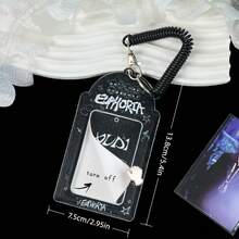 1pc Personalized Black & White Matte Card Holder, Black Starry Sky Card Clip, K-Pop Album Photo Card Holder, Star & Bow Card Clip, 3-Inch Idol Photo Card Display, Concert Support Accessory, Bag Charm Pendant, Suitable For 3-3.5 Inch Mini Photo Cards, Photo Cards, Idol Photo Cards, Trading Cards, Anime & Game Merchandise Card Storage, Winter/Summer Break Supplies, Back To School Season - Card Sleeve - View 5
