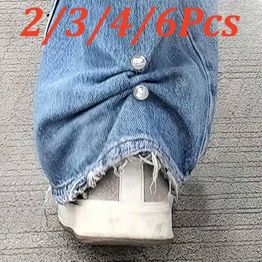 2/3/4/6Pcs Faux Pearl Denim Ankle Clip, Anti-Exposure Brooch, Anti-Slip Shoe Buckle, Pants Length Adjuster