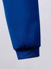 Toddler Letter Pattern Warm Hoodie And Sweatpants - Blue - View 6