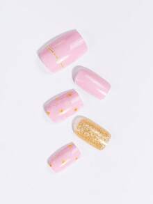 Milk Jelly White Semi-Cured Gel Nail Stickers 20pcs Fashion Color Long-Lasting Full Coverage Gel Nail Art Stickers - Baby Pink - View 6