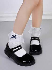 Children's Girls Princess Shoes, School Shoes For Primary And Middle School Students, Little Girls Shoes - Black - View 3