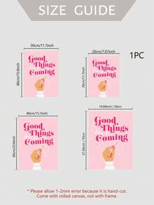 1件「Good Things Are Coming」粉色勵志語錄畫布壁飾，魔杖印花精緻裝飾海報，無框，適用於客廳、臥室與居家辦公室 - 彩色 - 查看 5