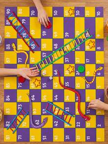 Colorful Cartoon Polyester Snakes And Ladders Floor Game Mat, Suitable For Hawaii Vacation, Family Gathering, Spring And Autumn Picnic Party, Adult Game, Group Game, Boys Game, Girls Game, Dice Game - Multicolor - View 5