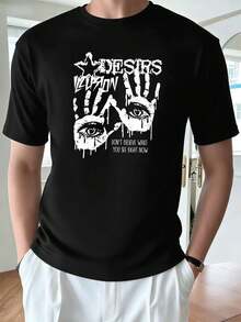 T-shirt Graphic Vision con stampa, 100% cotone, vestibilità comoda, stile street hip-hop, confortevole, design grafico. - nero - Visualizzare 2