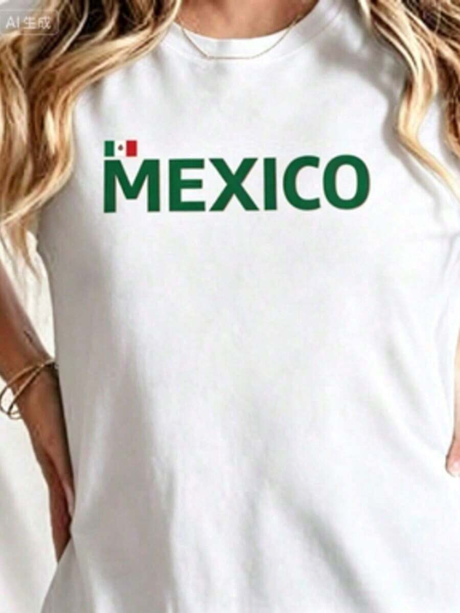 Flag Design, Short Sleeve, Spring And Summer Fashion, Casual Wear Graphic T-Shirt Crew Neck Shirt 100% Cotton - Vintage Street Style Unisex Loose Cotton Short Sleeve Crew Neck T-Shirt - 白色的 - 查看 1