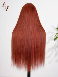 ARABELLA 33# Brun rougeâtre 6x5 Perruque frontale en dentelle sans colle Cheveux raides 100% cheveux humains Dentelle transparente Nœuds minuscules pré-blanchis Dentelle pré-découpée Densité 180% Raie libre Pour le port quotidien des femmes - S33 - Voir 7