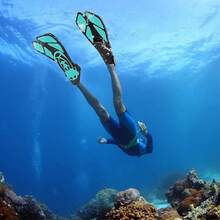 Travel Snorkel Fins Portable Diving Flippers Adjustable Short Blade Open Heel Swimming Gear For Adult Vacation Beach - Multicolor - View 4