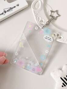 1pc Transparent Glitter Card Holder For 3-Inch Photo Card Storage And Display, Student , Fan Card, Bus Card, Backpack Anti-Loss Pendant - A - View 7