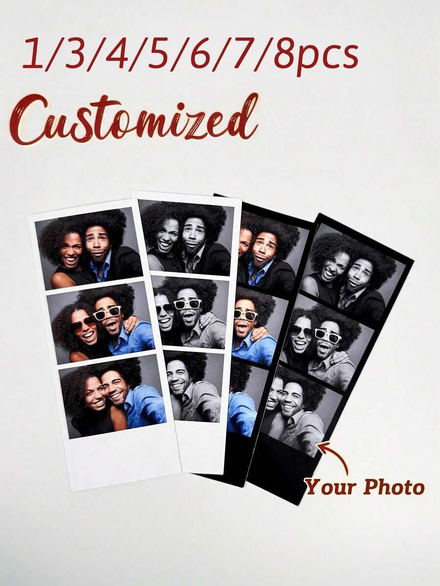 1/3/4/5/6/7/8 miếng dải in phong cách Photo Booth cá nhân hóa, in ảnh, in quà tặng ảnh kỹ thuật số tùy chỉnh, ghép ảnh tùy chỉnh, trang trí tường ảnh 4 ô cá nhân hóa, in độ phân giải cao - hoàn hảo cho album gia đình và đám cưới, quà tặng cặp đôi - Nhiều màu - Xem 1