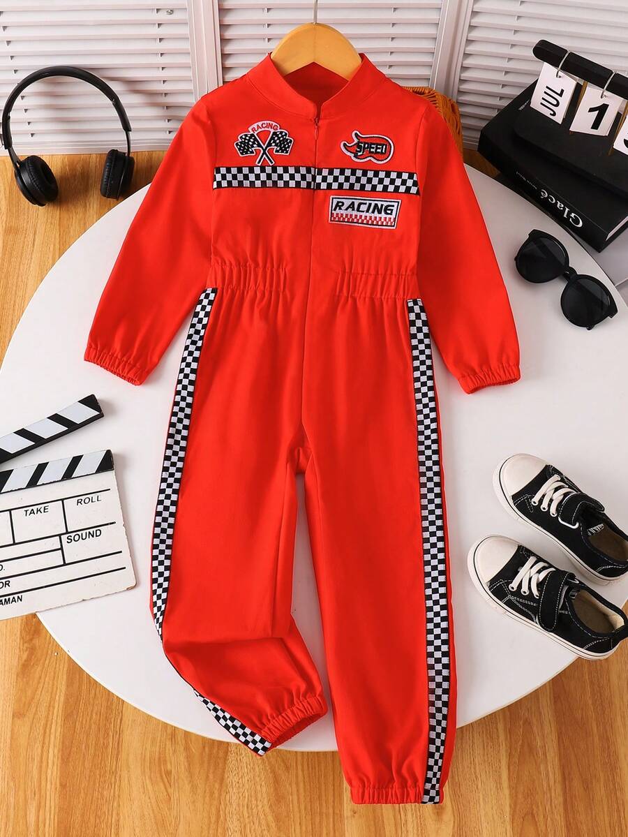 Young Boys Pants Retro Racing Style, Unisex Spring Autumn