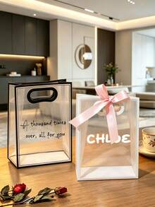 Customized Name Gift Bag, High Quality Personalized Design, Suitable For Bridesmaid Gifts Wedding Party, Reusable Fashion Makeup Bag Storage Bag, Party Gift Bag, Back To School Season - Multicolor - View 3