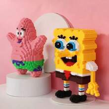 SpongeBob SquarePants 3800+片方形派翠克積木,卡通DIY小顆粒組裝雕像。鮮豔色彩與逼真設計,適合桌面裝飾,生日、返校和畢業季的理想禮物。(隨機款式) - 彩色 - 查看 6