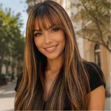 Long, Straight Wig With Bangs - Heat-Resistant Fiber, Suitable For Daily Use, 60 Cm, 280 G, KAYANE - Rust Brown - View 5