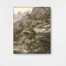Cuadro 2D plano, 2D plano, 1 pieza de arte enmarcado autoadhesivo con diseños florales y botánicos, estampado floral vintage CCCXIV - Decoración de pared lista para colgar y reubicar - Enmarcado - Ver 1