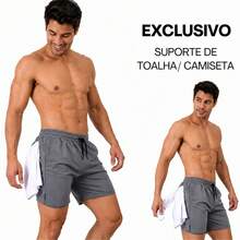 Men's 2-In-1 Running Shorts With Cell Phone Pocket For Training, Gym, Fitness, Comfortable, Quick-Drying - Grey - View 3