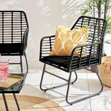 Outdoor Indoor Wicker Rattan Garden Furniture Sofa Chair Table Set With Natural Cushion For Patio Balcony - Black - View 7