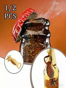1/2pcs [Gold Pineapple Bottle Opener] Creative Zinc Alloy Gold Pineapple Beverage Bottle Opener | Suitable For Wedding Party Favors, Birthday And Souvenirs - Multicolor - View 1