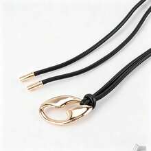 1 Elegant Dress Belt, Thin PU Belt With Gold Buckle - A - View 3
