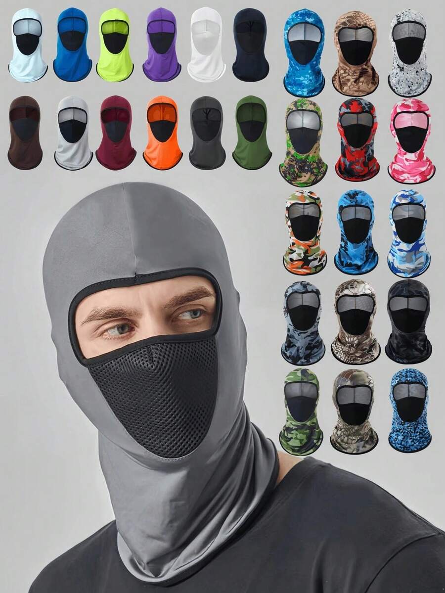 1pc/2pcs/3pcs Unisex Solid Color Mesh Cheap Balaclava Cycling Face Mask Neck Gaiter, Suitable For Daily Cycling, Parties, Outdoor Outings - Style V - View 1