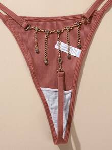 6pcs Tassel Metal Chain Women's Thong Panties - Multicolor - View 6