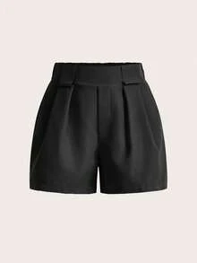 CZJ Short de mujer de unicolor versátil y casual - Negro - Ver 4