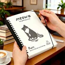 A5,120pages,Cute Cat DoodlesNotebook, Pp Transparent Loose-Leaf Notebook,Spiral Bound Diary,Removable Loose-Leaf Pager,Planner,Travel Journal,Leaning,Stationery,Business,Office,Back To School,Gift School Supplies - A5 - View 3