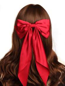 Pinza de pelo con lazo rojo grande - Un accesorio de pelo elegante y lindo adecuado para looks diarios, fiestas, regalos de Navidad y moda de otoño/invierno. - Rojo - Ver 4