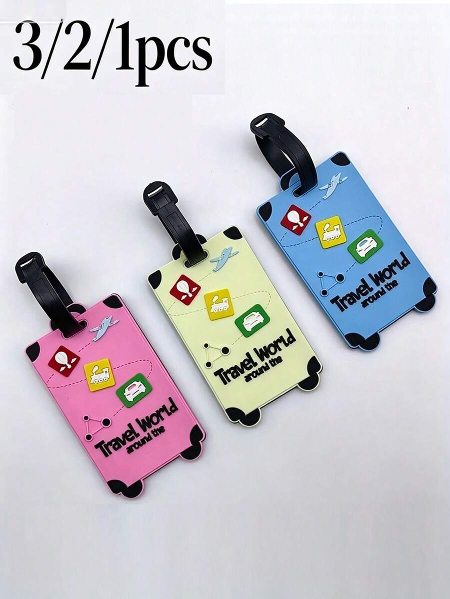 1/2/3pcs 3D Silicone Luggage Tag, Travel Suitcase Label, Travel Accessories, Ideal Gift For Her, Travel Backpack, Travel Bag, Luggage, Travel Gear, Back To School Luggage Tag, Travel Accessories, Travel Essentials, Beach Summer Vacation Travel Organizer, Back To School Backpack, Study Supplies, School Accessories - Multicolor - View 1