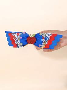 1pc Back To School Hair Bow For Girls Cute Pencil Apple Bow Hair Clip Blue Red Grosgrain Ribbon Hair Barrette Tees Hair Accessories - Blue - View 5