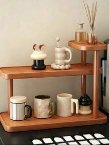 1 PC 2-Tier/3-Tier Desktop Makeup Organizer, Multi-Functional Storage Rack For Lipsticks, Cosmetics, Perfumes, Jewelry And Handicrafts - Suitable For Home, Bedroom, Kitchen Or Living Room Decor. Luxury Vanity, Perfume & Jewelry Storage Rack With Natural Texture, Fashionable Home Decor Item, Ideal Gift For Valentine's Day And Christmas, Suitable For Bedroom, Bathroom And Entryway - Multicolor - View 4