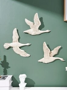 1 pieza Adorno de pared colgante de resina con forma de golondrina, decoración de pared, pájaro volador, adorno de pared de ganso, decoración suave para el hogar, adorno de pared de estilo de lujo tallado, artesanía de pájaro volador para decoración de pared, relieve 3D colgante de pared, se puede colgar directamente en la pared de fondo, entrada, pasillo, adecuado para diversas escenas del hogar - multicolor - Ver 8