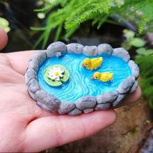 1pc/1set Fantasy World Resin Animal Figurine Set - Modern 3D Mini Pond With Duck, Frog And Turtle - Floor Mounted Fairy Tale Garden Decor, Suitable For Home And Valentine's Day - No Electricity Or Battery Required - Multicolor - View 5