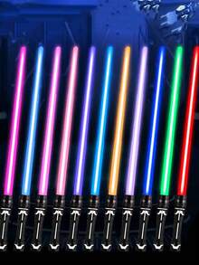 1pc Random Color Retractable Glow Stick, 2-In-1 Christmas Decoration Flashing Glow Stick, Stress Relief Toy Retractable Sword (Batteries Not Included), Some Parts Color Random, Game - Multicolor - View 3