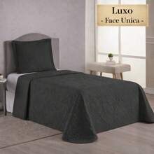 Luxury Single Bedspread, One-Sided, 2 Pieces, Ultrasonic Quilting, 11 Colors Available - Black - View 3
