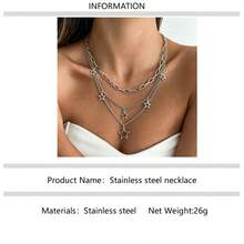 3pcs/Set Street Hip-Hop Style Pentagram Pendant Necklace, Multi-Layer Chain Star Pendant Necklace For Women - CL-3457 - View 6