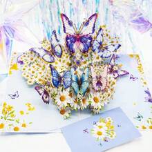 3D Pop Up Flower Greeting Cards Wedding Card Anniversary Thanksgiving Valentine's Day Birthday Gift Handmade Thank You Cards - mariposas margarita - Ver 8