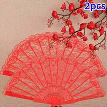 女士白色手持折叠扇，配银色樱花流苏，时尚舞扇，露营旅行必备 - 白色 - 查看 17