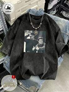 Áo thun graphic phong cách retro phim và chương trình truyền hình Friends, áo top mùa hè 2026, casual - màu đen - Xem 6